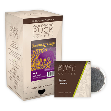 WOLFGANG PUCK COFFEE Sumatra Kopi Raya ® Soft Coffee Pods, PK108 PK 016495